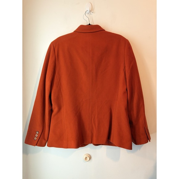 Vintage Harve Benard Wool Cashmere Button Front Coat Burnt Orange Size 16 Classy - Picture 3 of 6